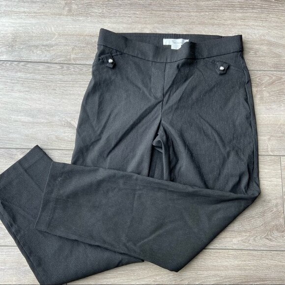 89th Madison Shiny Metallic Pearls Button Accents Pull On Pants - Picture 1 of 12